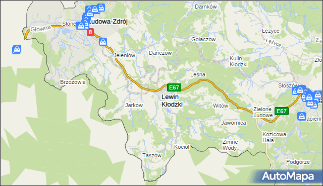 mapa Lewin Kłodzki, Lewin Kłodzki na mapie Targeo