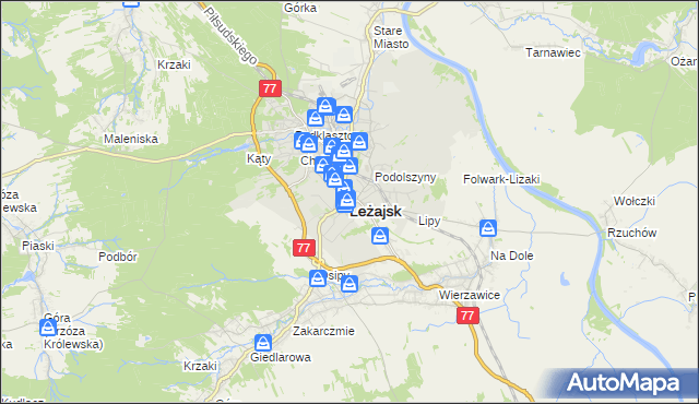 mapa Leżajsk, Leżajsk na mapie Targeo