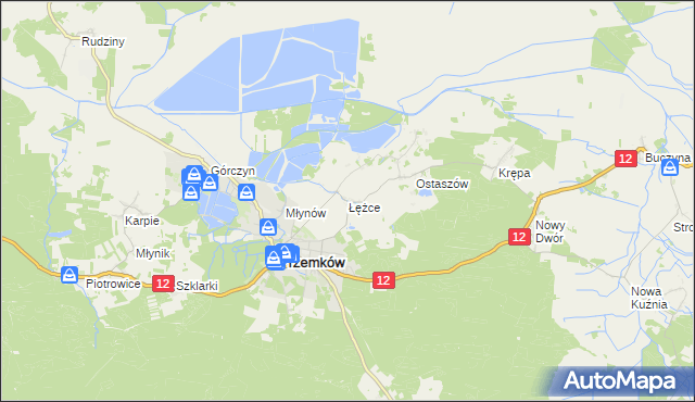mapa Łężce gmina Przemków, Łężce gmina Przemków na mapie Targeo