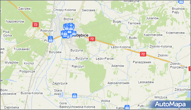 mapa Łężki, Łężki na mapie Targeo