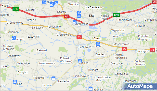 mapa Łężkowice, Łężkowice na mapie Targeo