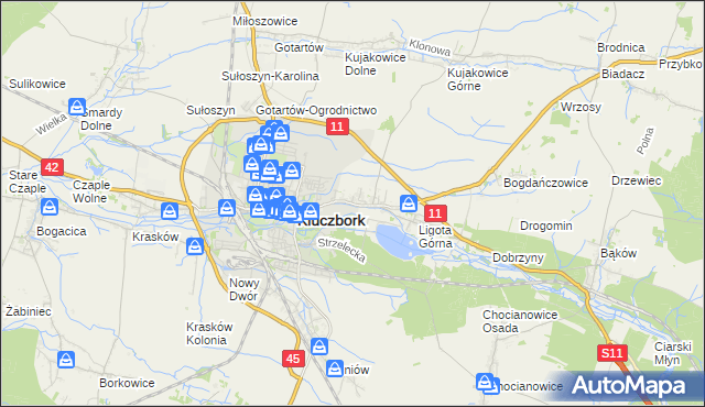 mapa Ligota Zamecka, Ligota Zamecka na mapie Targeo