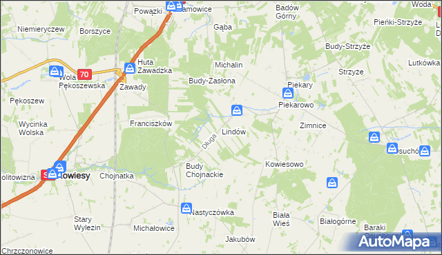 mapa Lindów gmina Mszczonów, Lindów gmina Mszczonów na mapie Targeo