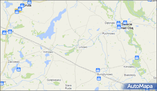 mapa Linowo gmina Świecie nad Osą, Linowo gmina Świecie nad Osą na mapie Targeo