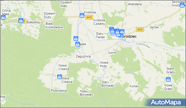 mapa Lipice gmina Grodziec, Lipice gmina Grodziec na mapie Targeo