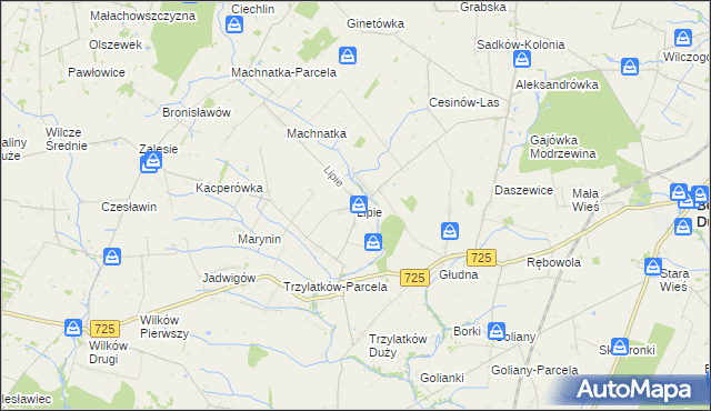 mapa Lipie gmina Błędów, Lipie gmina Błędów na mapie Targeo