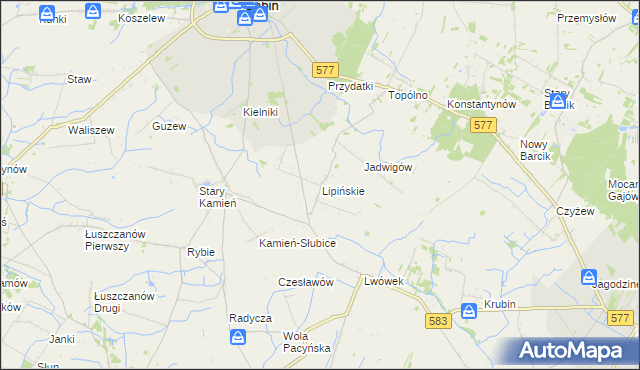 mapa Lipińskie gmina Gąbin, Lipińskie gmina Gąbin na mapie Targeo