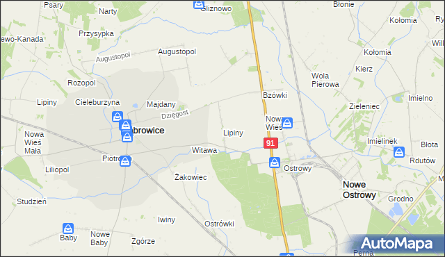 mapa Lipiny gmina Nowe Ostrowy, Lipiny gmina Nowe Ostrowy na mapie Targeo