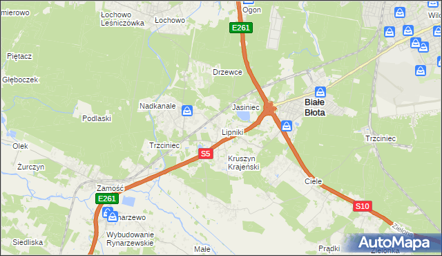 mapa Lipniki gmina Białe Błota, Lipniki gmina Białe Błota na mapie Targeo