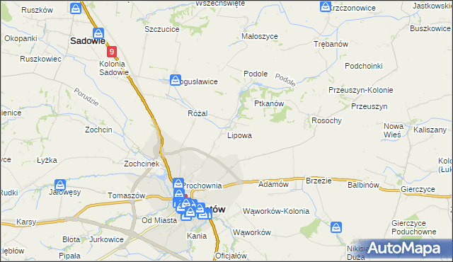 mapa Lipowa gmina Opatów, Lipowa gmina Opatów na mapie Targeo