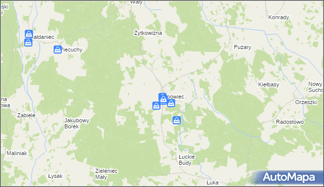 mapa Lipowiec gmina Szczytno, Lipowiec gmina Szczytno na mapie Targeo