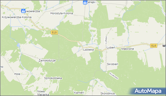 mapa Lipówka gmina Wyryki, Lipówka gmina Wyryki na mapie Targeo