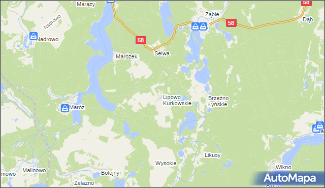 mapa Lipowo Kurkowskie, Lipowo Kurkowskie na mapie Targeo