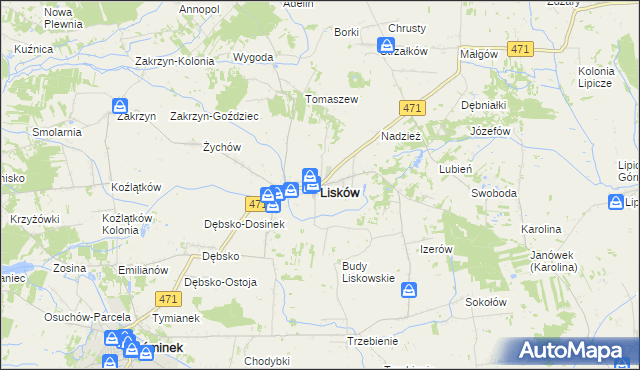 mapa Lisków, Lisków na mapie Targeo