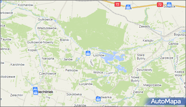 mapa Łochów gmina Żelechlinek, Łochów gmina Żelechlinek na mapie Targeo