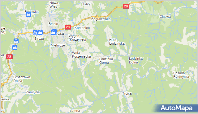 mapa Łodzinka Górna, Łodzinka Górna na mapie Targeo