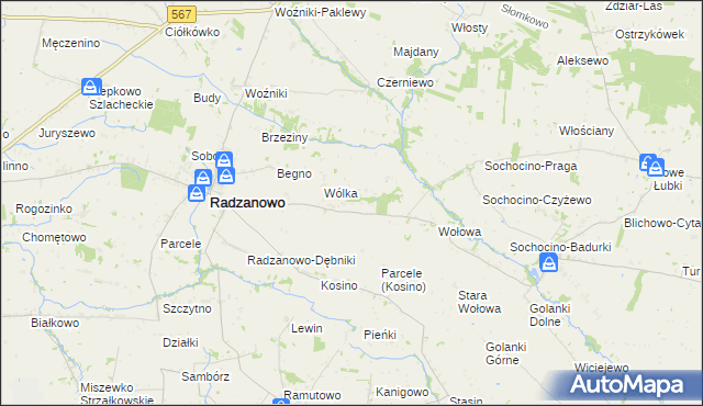 mapa Łoniewo gmina Radzanowo, Łoniewo gmina Radzanowo na mapie Targeo