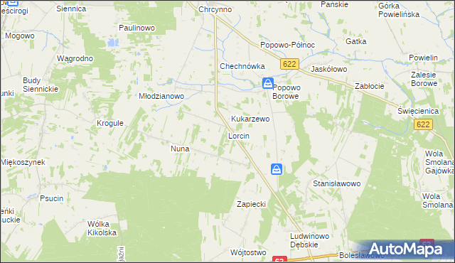 mapa Lorcin gmina Nasielsk, Lorcin gmina Nasielsk na mapie Targeo