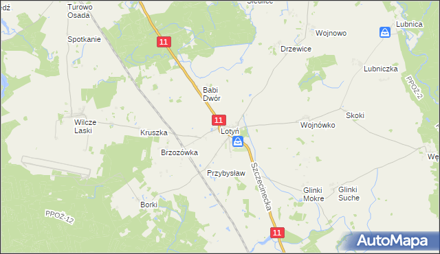 mapa Lotyń gmina Okonek, Lotyń gmina Okonek na mapie Targeo