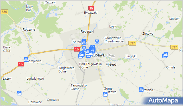 mapa Lubawa, Lubawa na mapie Targeo