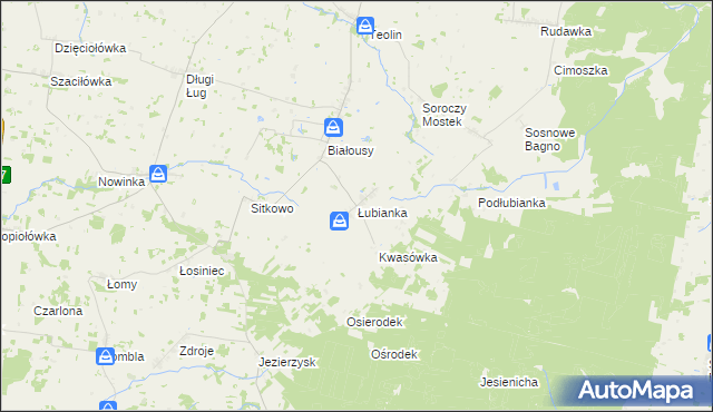 mapa Łubianka gmina Janów, Łubianka gmina Janów na mapie Targeo