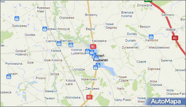 mapa Lubień Kujawski, Lubień Kujawski na mapie Targeo