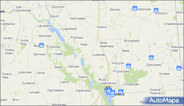 mapa Lubieniec gmina Chodecz, Lubieniec gmina Chodecz na mapie Targeo