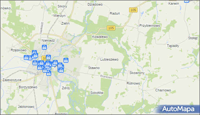 mapa Lubieszewo gmina Gryfice, Lubieszewo gmina Gryfice na mapie Targeo