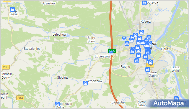 mapa Lubieszów gmina Nowa Sól, Lubieszów gmina Nowa Sól na mapie Targeo