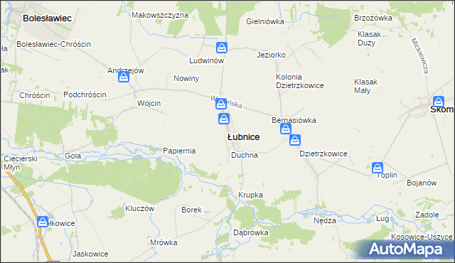 mapa Łubnice powiat wieruszowski, Łubnice powiat wieruszowski na mapie Targeo