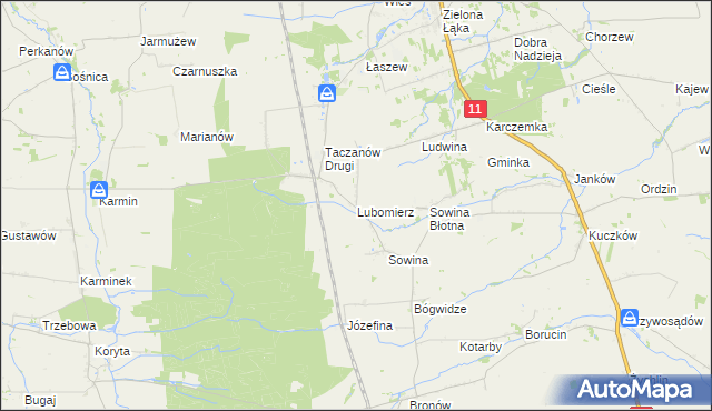 mapa Lubomierz gmina Pleszew, Lubomierz gmina Pleszew na mapie Targeo