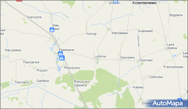 mapa Lubonia gmina Krzemieniewo, Lubonia gmina Krzemieniewo na mapie Targeo