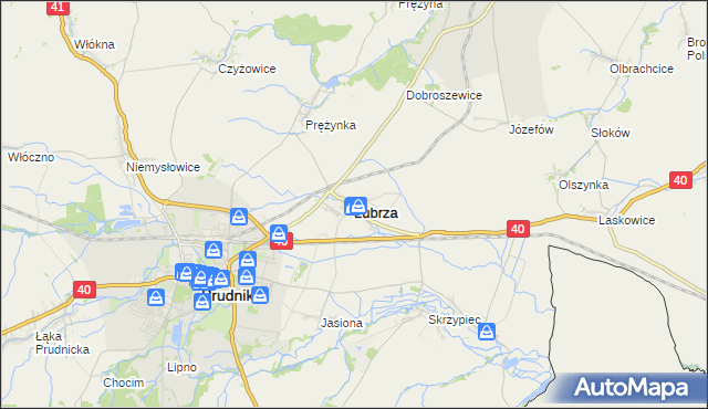mapa Lubrza powiat prudnicki, Lubrza powiat prudnicki na mapie Targeo