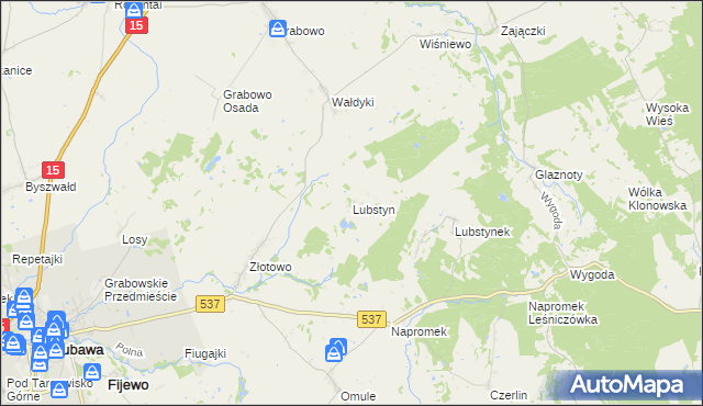 mapa Lubstyn, Lubstyn na mapie Targeo