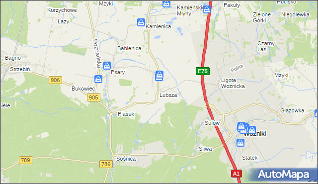 mapa Lubsza gmina Woźniki, Lubsza gmina Woźniki na mapie Targeo