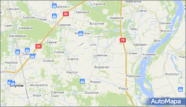 mapa Ludwików gmina Chynów, Ludwików gmina Chynów na mapie Targeo