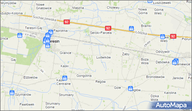 mapa Ludwików gmina Teresin, Ludwików gmina Teresin na mapie Targeo