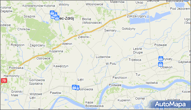 mapa Ludwinów gmina Solec-Zdrój, Ludwinów gmina Solec-Zdrój na mapie Targeo