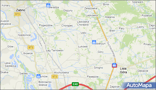 mapa Łukowa gmina Lisia Góra, Łukowa gmina Lisia Góra na mapie Targeo