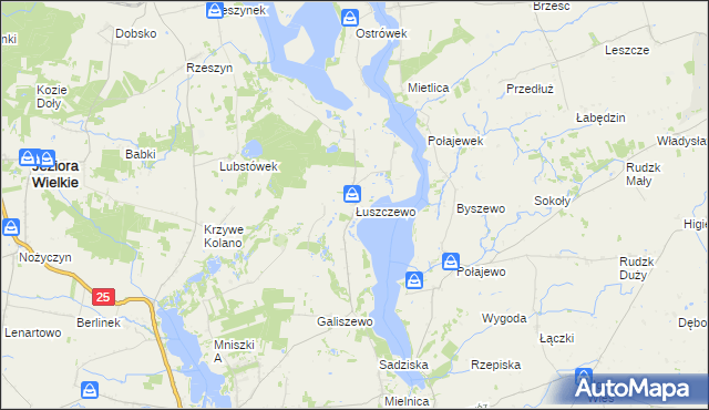 mapa Łuszczewo gmina Skulsk, Łuszczewo gmina Skulsk na mapie Targeo