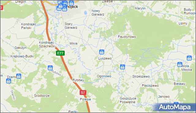 mapa Luszewo gmina Glinojeck, Luszewo gmina Glinojeck na mapie Targeo