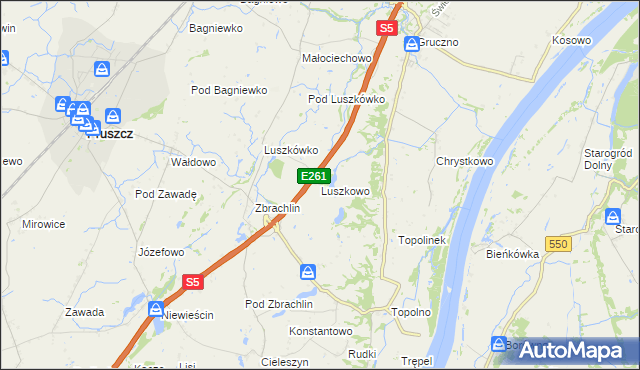 mapa Luszkowo, Luszkowo na mapie Targeo