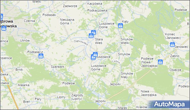 mapa Luszowice gmina Radgoszcz, Luszowice gmina Radgoszcz na mapie Targeo