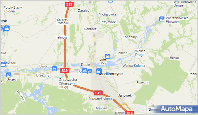 mapa Lute Doły, Lute Doły na mapie Targeo