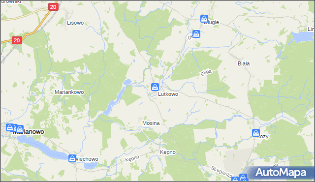 mapa Lutkowo gmina Dobrzany, Lutkowo gmina Dobrzany na mapie Targeo