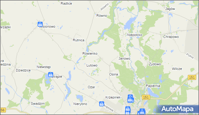 mapa Lutówko gmina Barlinek, Lutówko gmina Barlinek na mapie Targeo