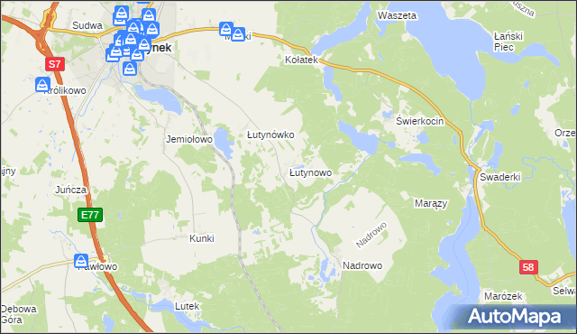mapa Łutynowo, Łutynowo na mapie Targeo