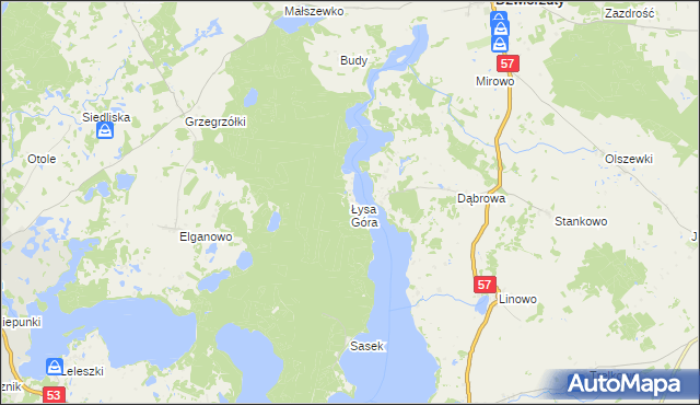 mapa Łysa Góra gmina Pasym, Łysa Góra gmina Pasym na mapie Targeo