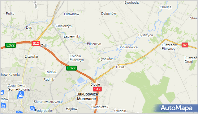 mapa Łysaków gmina Wólka, Łysaków gmina Wólka na mapie Targeo