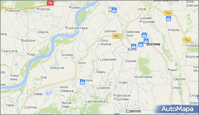 mapa Łysakówek, Łysakówek na mapie Targeo